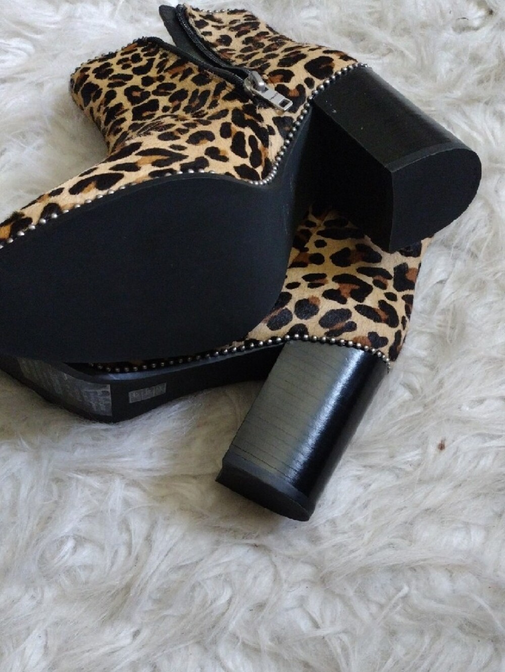 Coach Leopard Print Beadchain Ankle Bootie in Tan Black - Picture 3 of 4